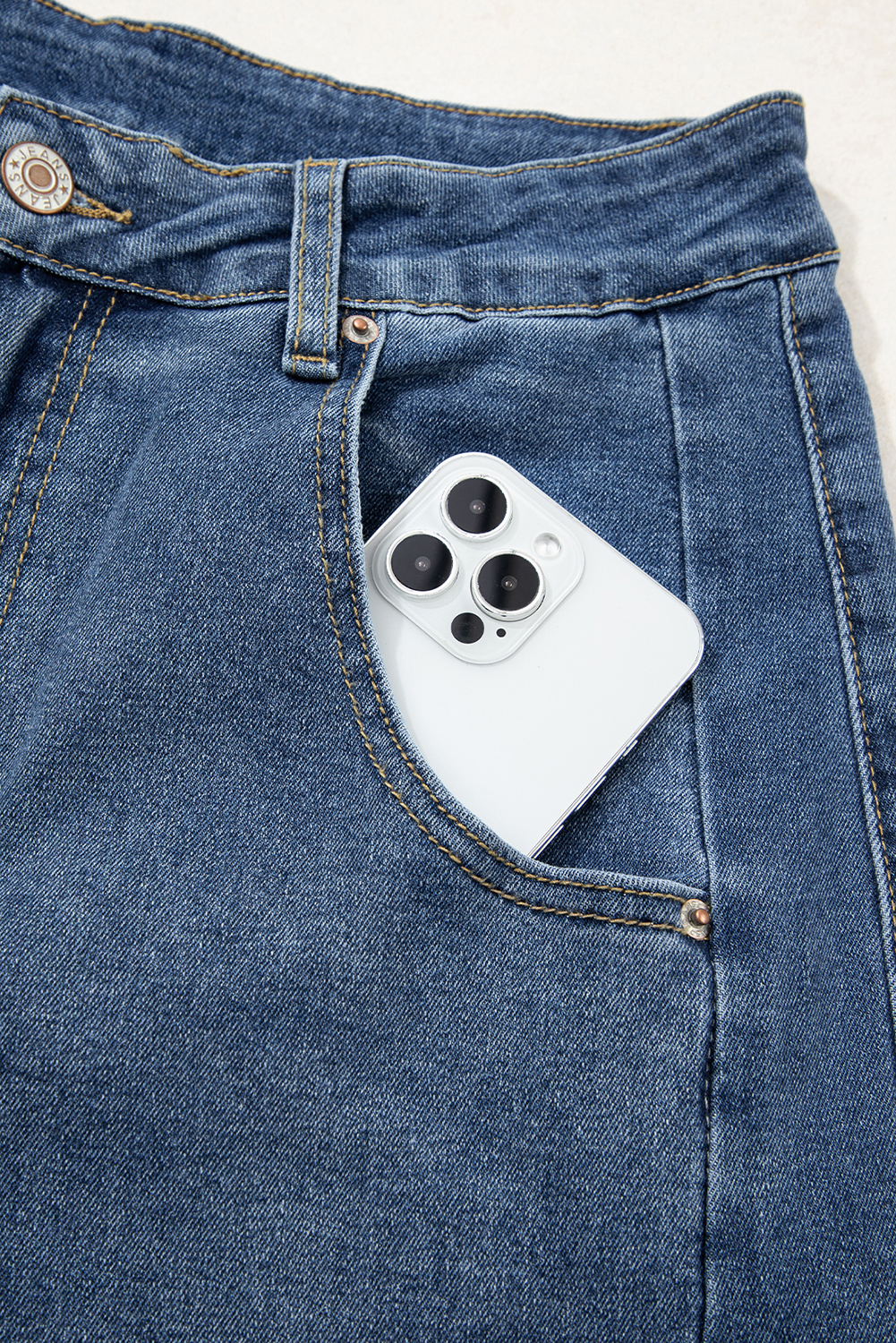 Ashleigh Blue Stitched Raw Hem Wide Leg Loose Jeans - Image 8