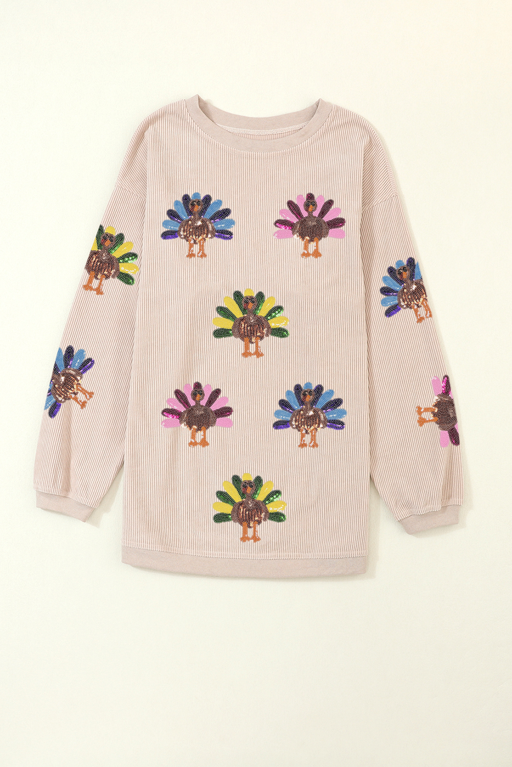 Apricot Turkey Graphic Corded Baggy Sweatshirt - Image 6