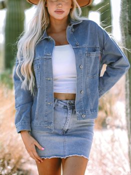 Wild Wind Washed Oversize Pocketed Denim Jacket