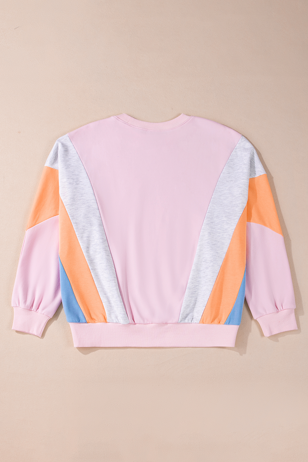 Light Pink Color Block Batwing Sleeve Loose Fit Sweatshirt - Image 5