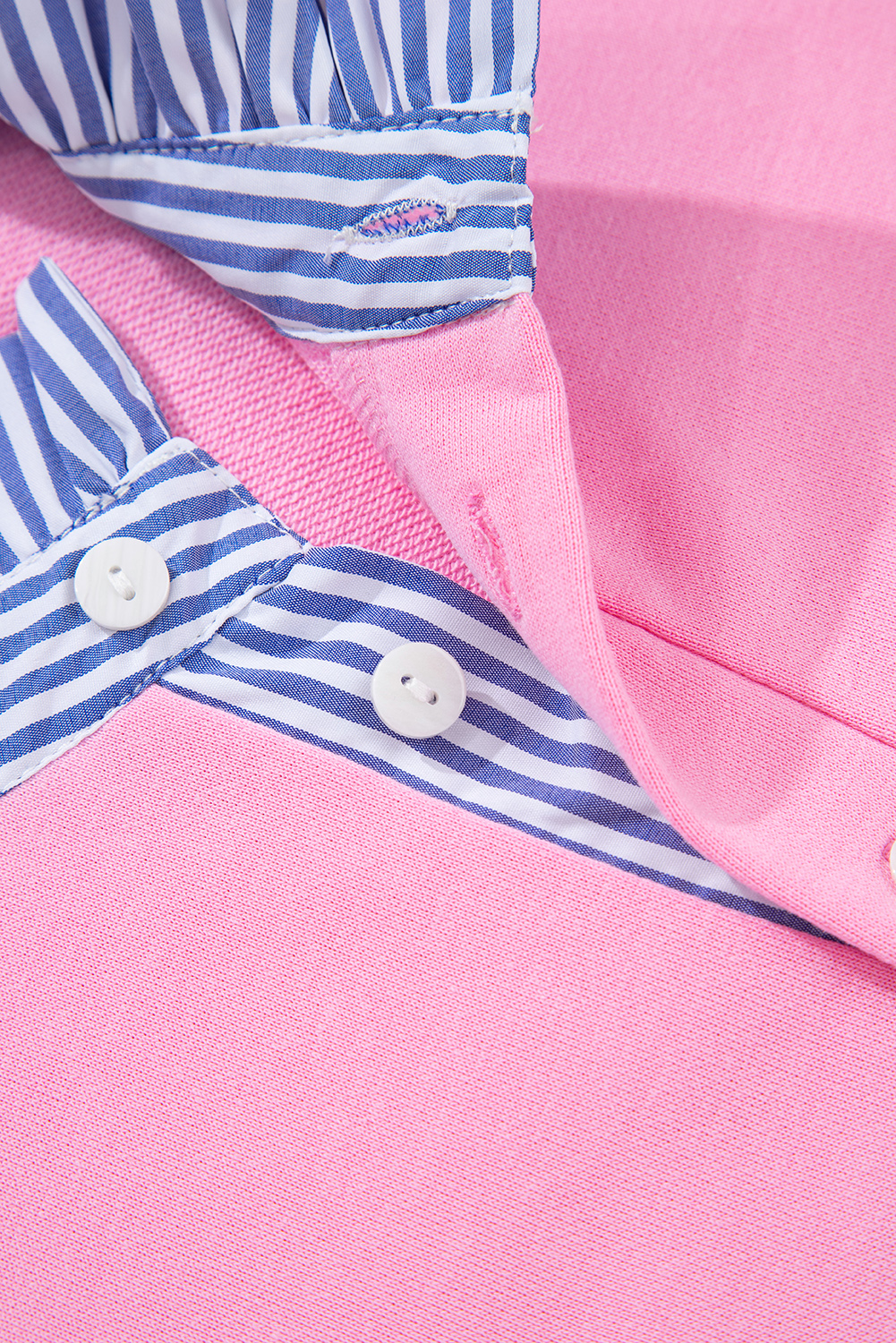 Bonbon Button Striped Collar Patchwork Puff Sleeve Sweatshirt - Image 8