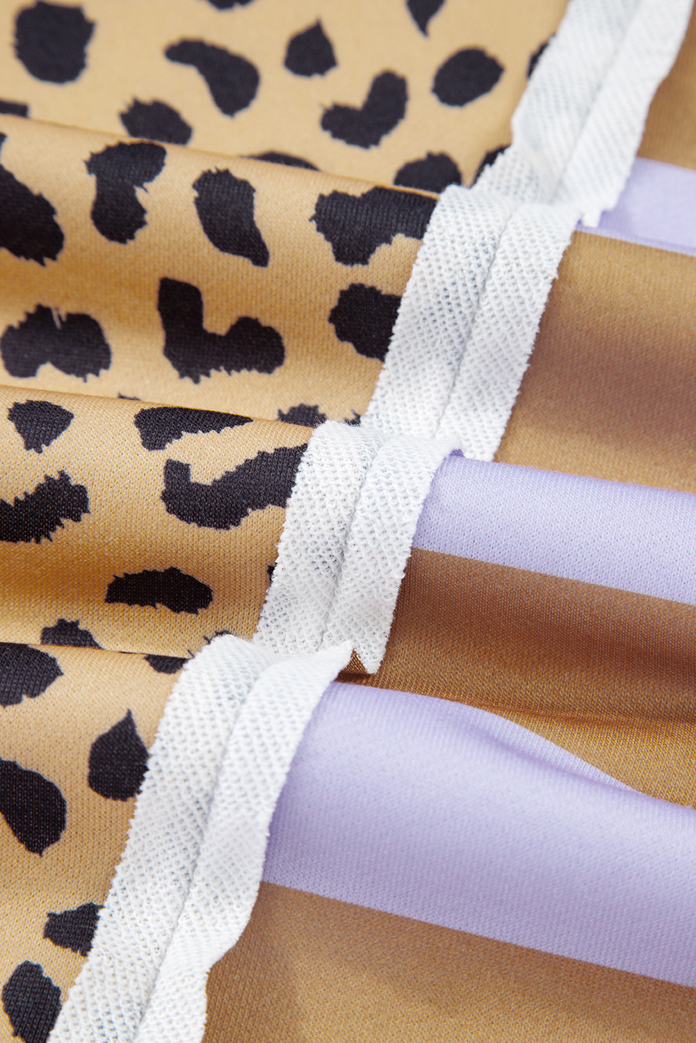 Purple Leopard Striped Patchwork Plus Size Loose Sweatshirt - Image 7