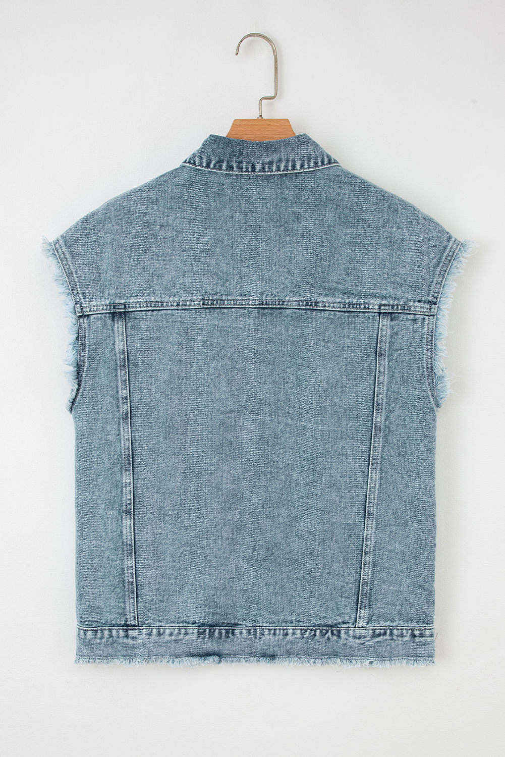 Myosotis Button Flap Pocket Frayed Detail Denim Vest - Image 3