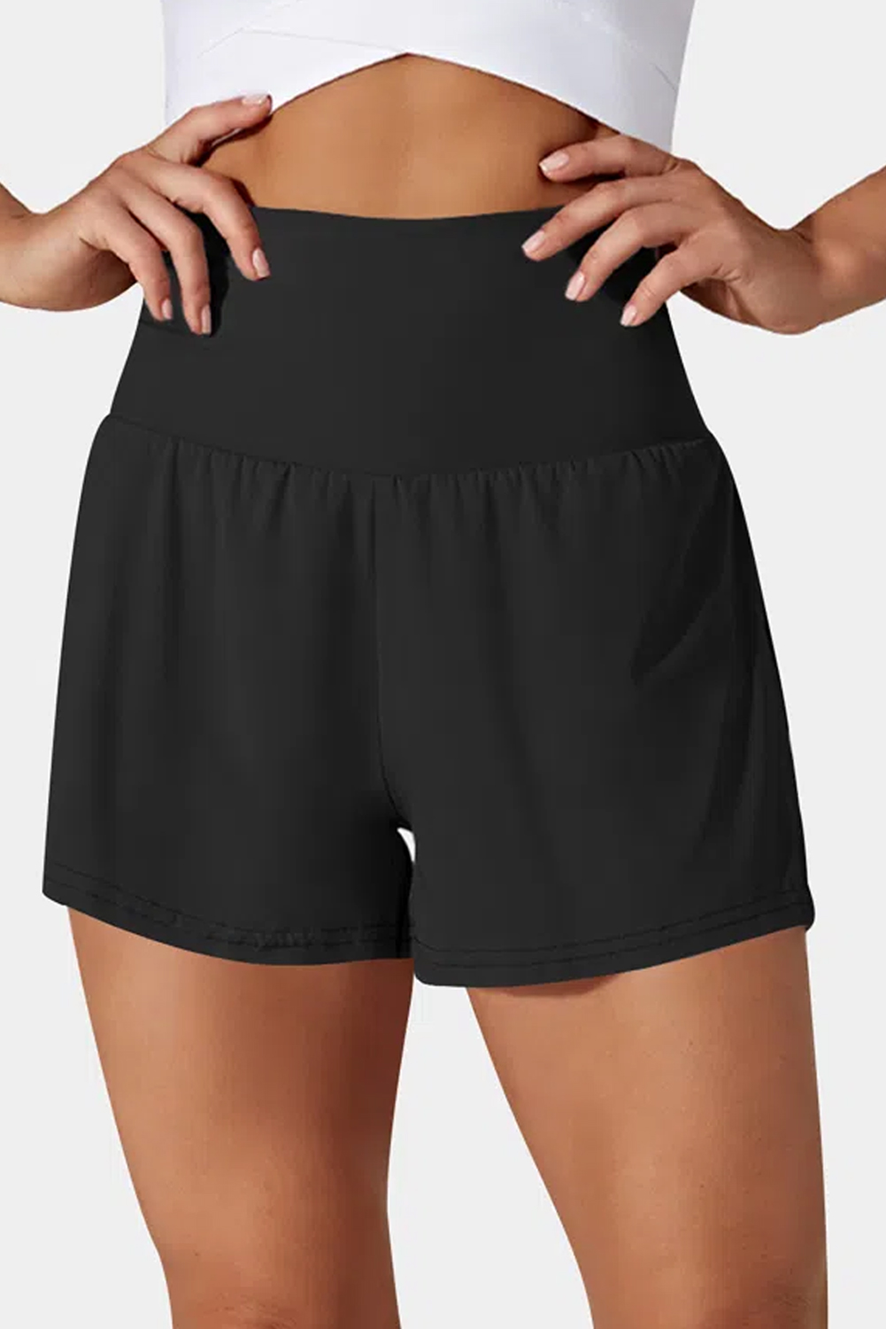 Black Pocketed Wide Waistband Swim Shorts - Image 3