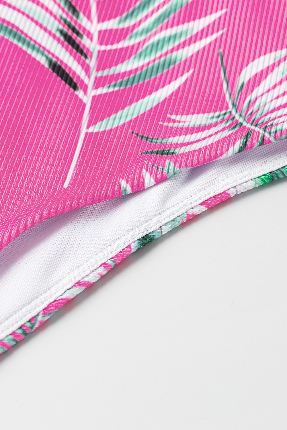 Rose Tropical Print Textured Bikini Bottoms - Image 8