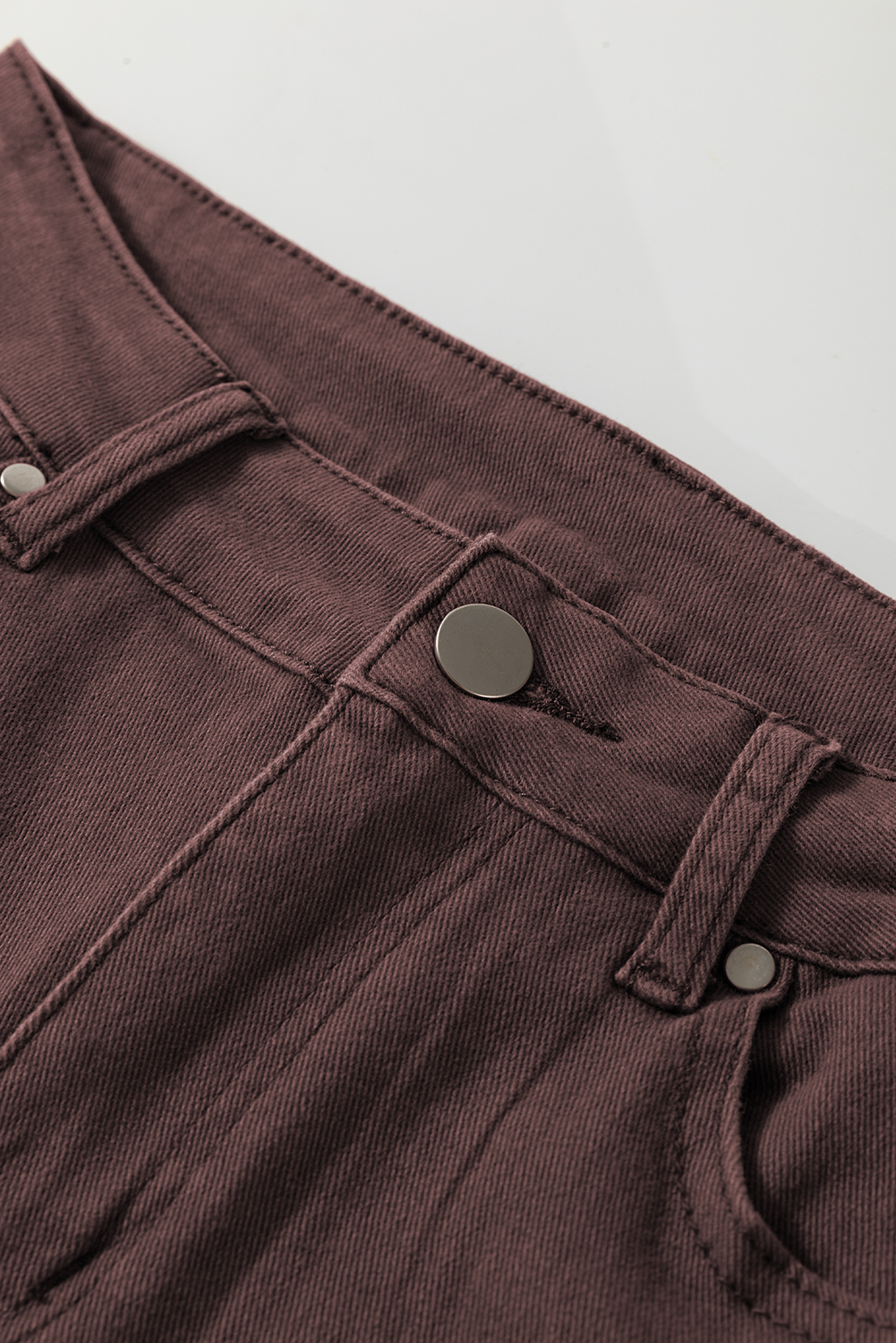 Coffee Loose Straight High Waist Solid Color Jeans - Image 7