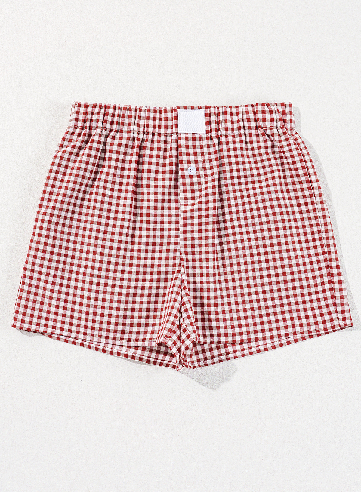 Red Gingham Printed High Waist Shorts - Image 5