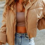 Brown Zip Up Pocketed Puffer Jacket