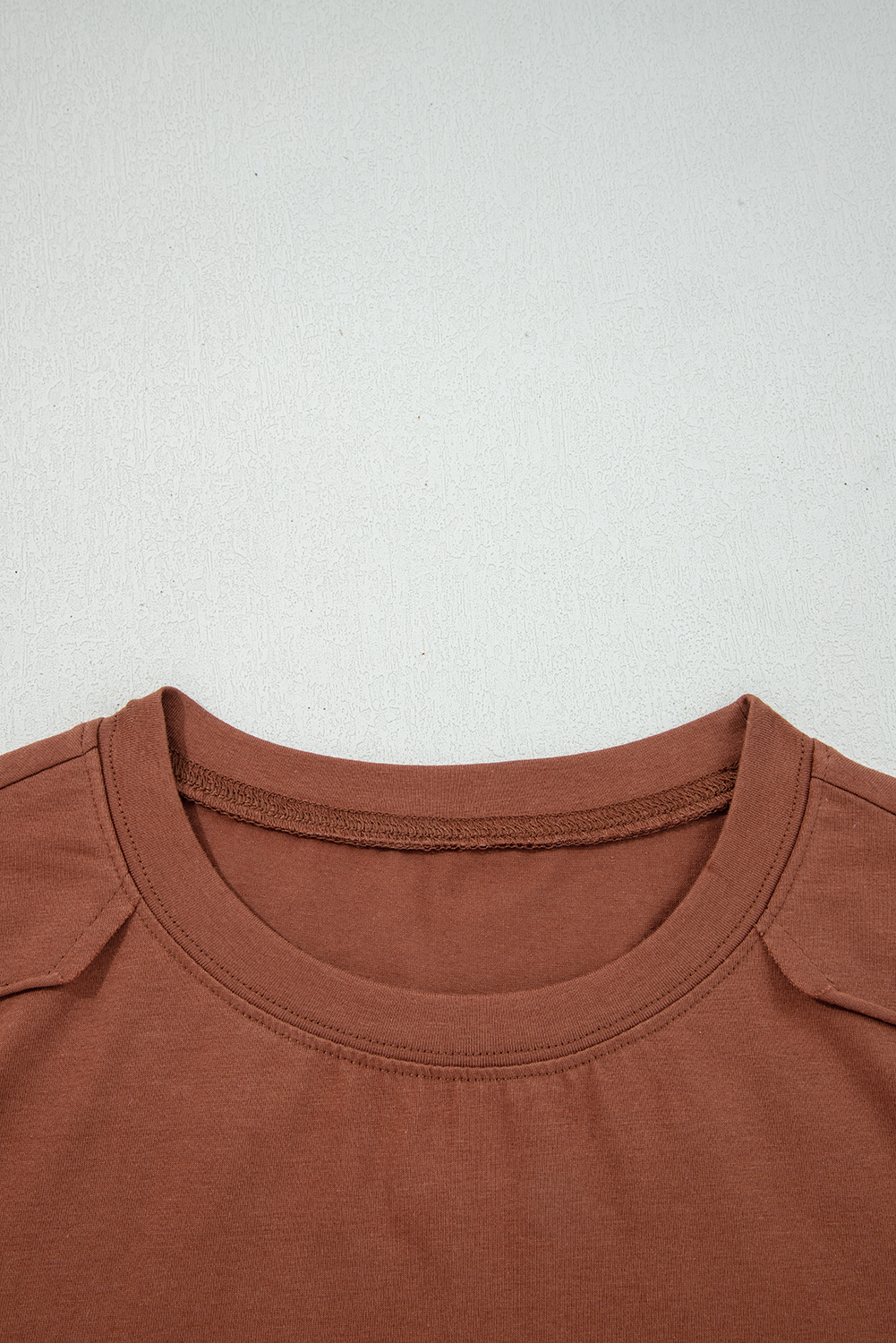 Chestnut Raw Seam Detail Solid Color Long Sleeve Top - Image 6