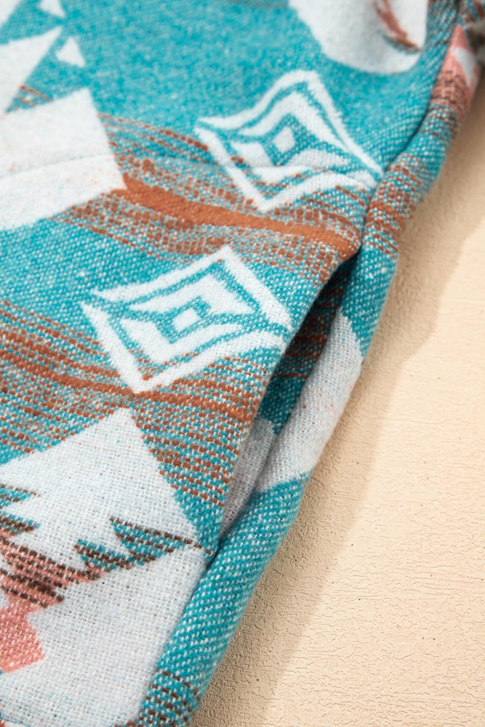 Green Quarter Zip Elastic Cuffs Aztec Sweatshirt - Image 9