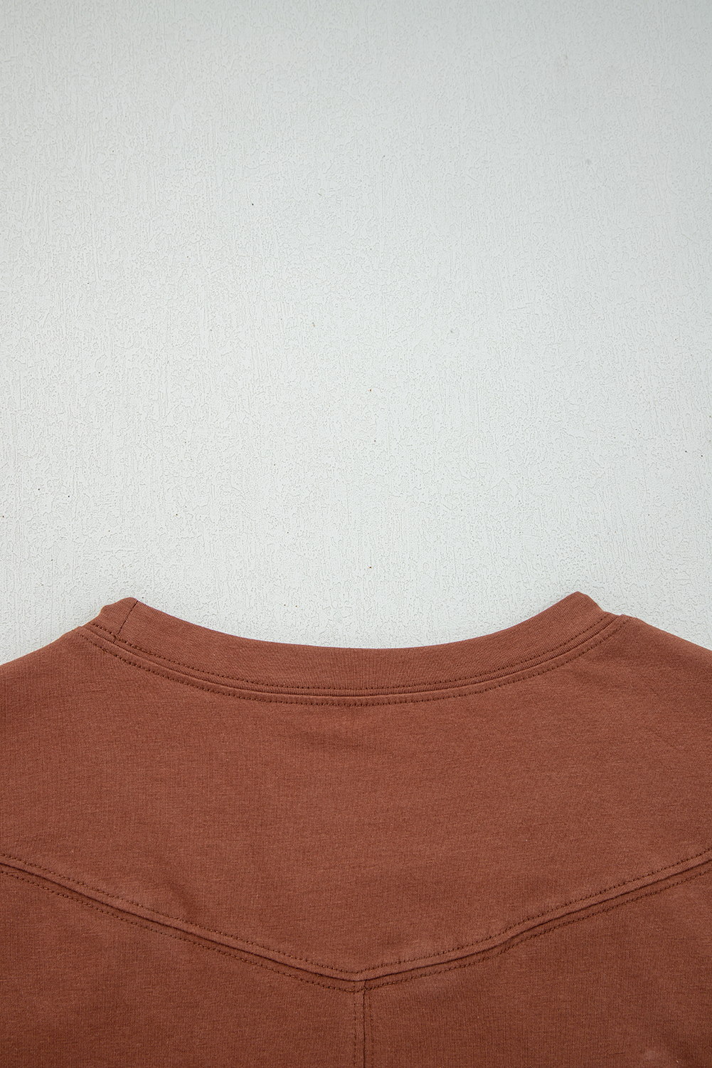 Chestnut Raw Seam Detail Solid Color Long Sleeve Top - Image 7
