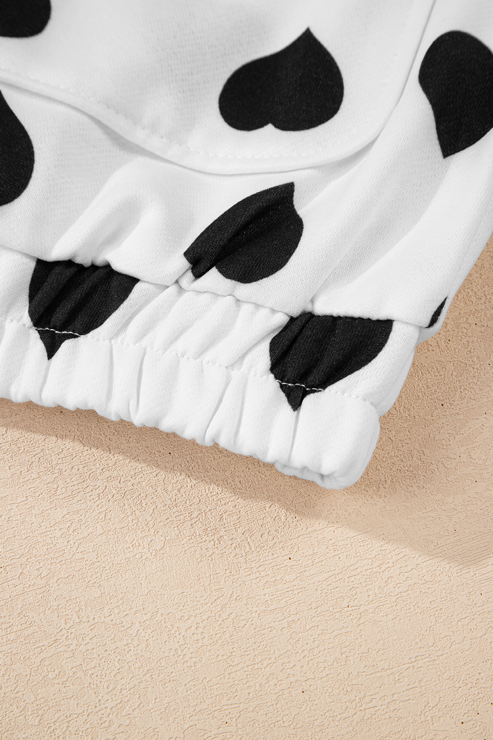 White Double Flap Pocket Heart Print Collar Zip Jacket - Image 6