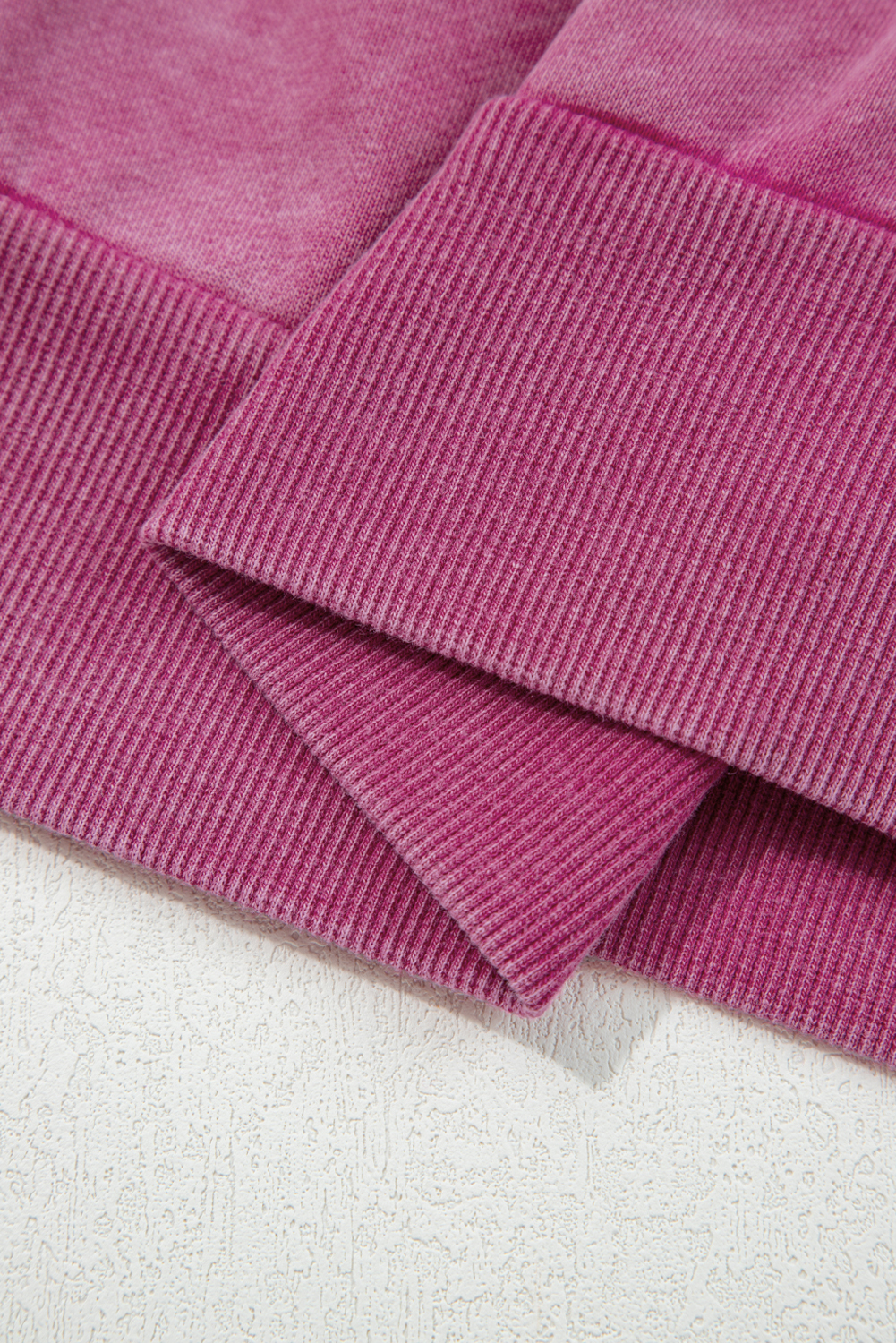 Rose Red Lace Patchwork Detail Notched Neck Mineral Wash Baggy Sweatshirt - Image 8