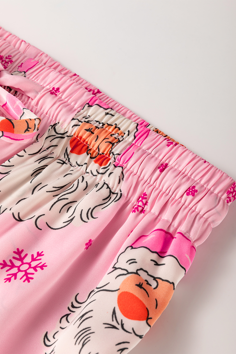 Pink Santa Claus Snowflake Long Sleeve Shirt Christmas Pajama Set - Image 4