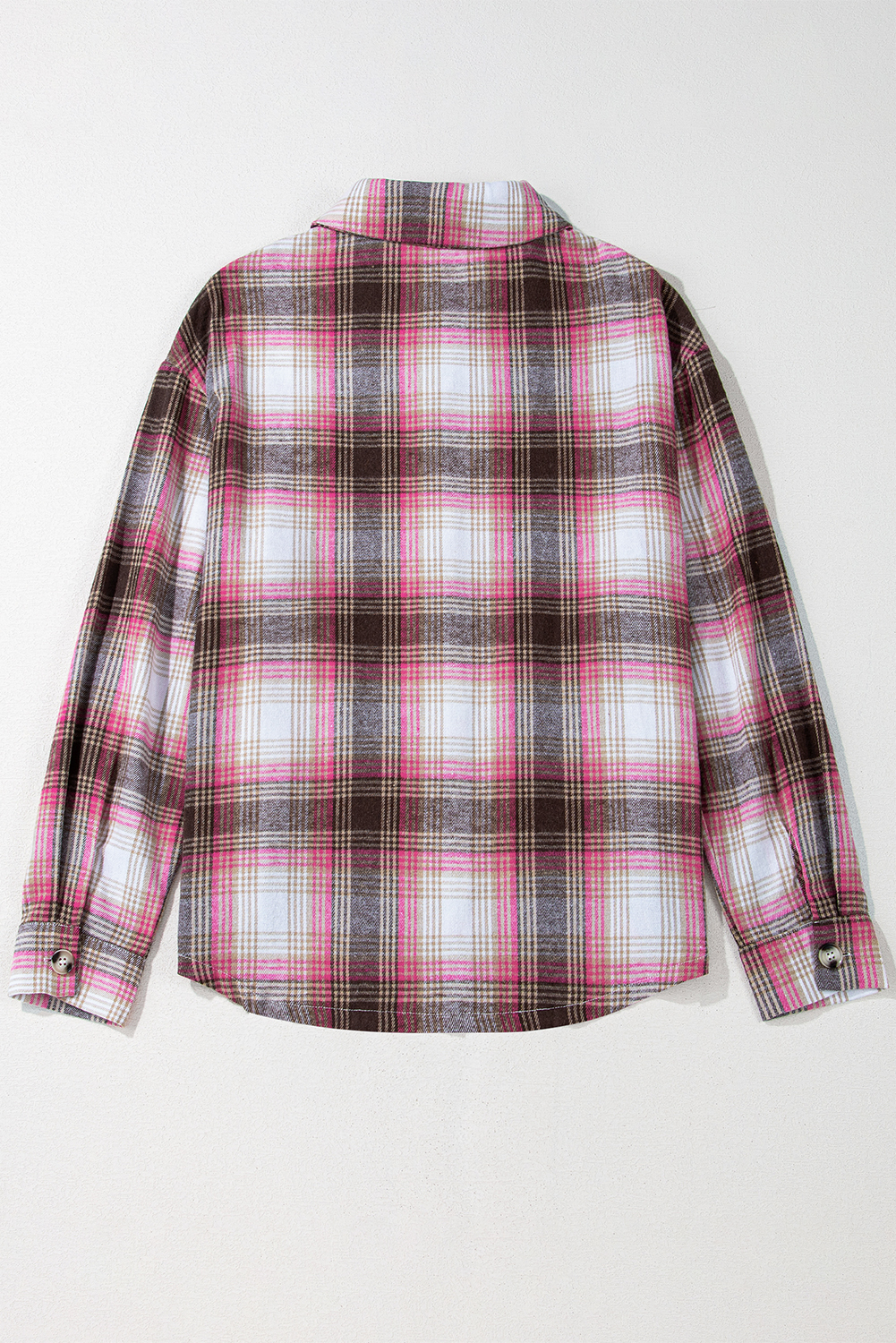 Pink Plaid Flap Pocket Button Up Shacket - Image 8