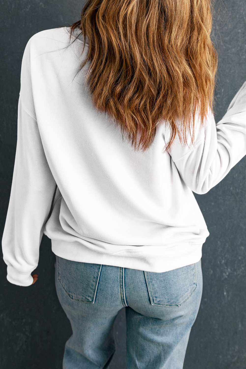 White Sequin Bow Pumpkin Patched Cotton Baggy Sweatshirt - Image 5