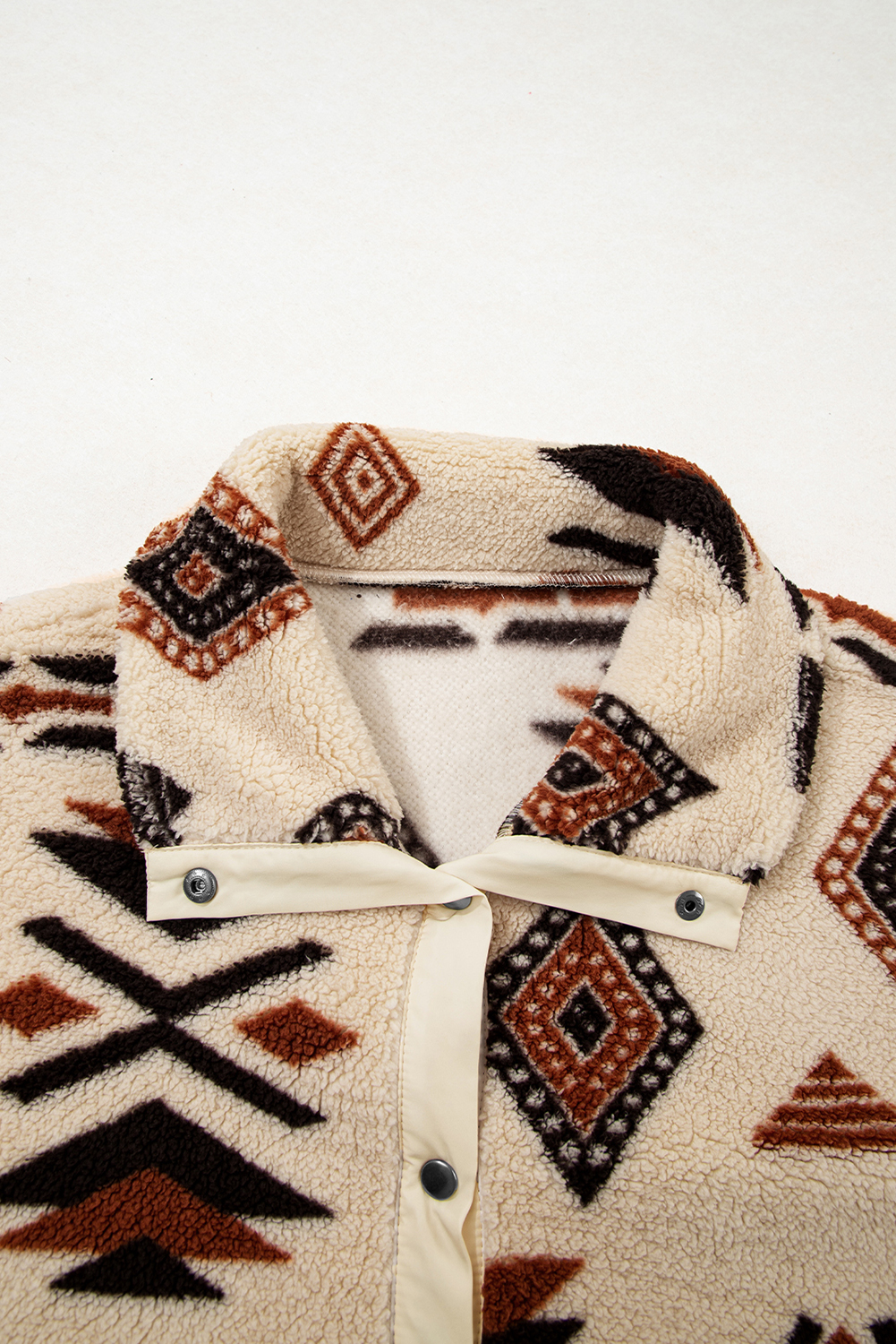 Beige Western Aztec Half Zip Plush Sweatshirt - Image 5