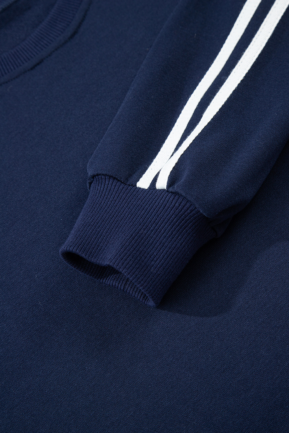 Dirty blue Varsity Striped Detail Crewneck Pullover Elastic Sweatpants 2pcs Outfit - Image 7