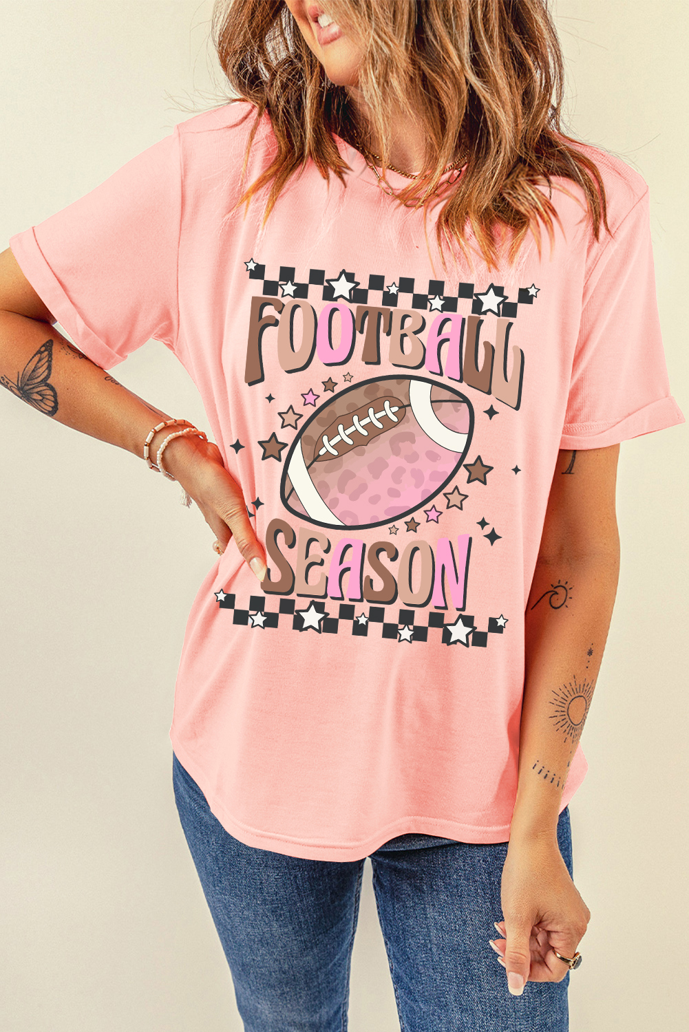 Pink FOOTBALL SEASON Graphic Game Day T Shirt - Image 8
