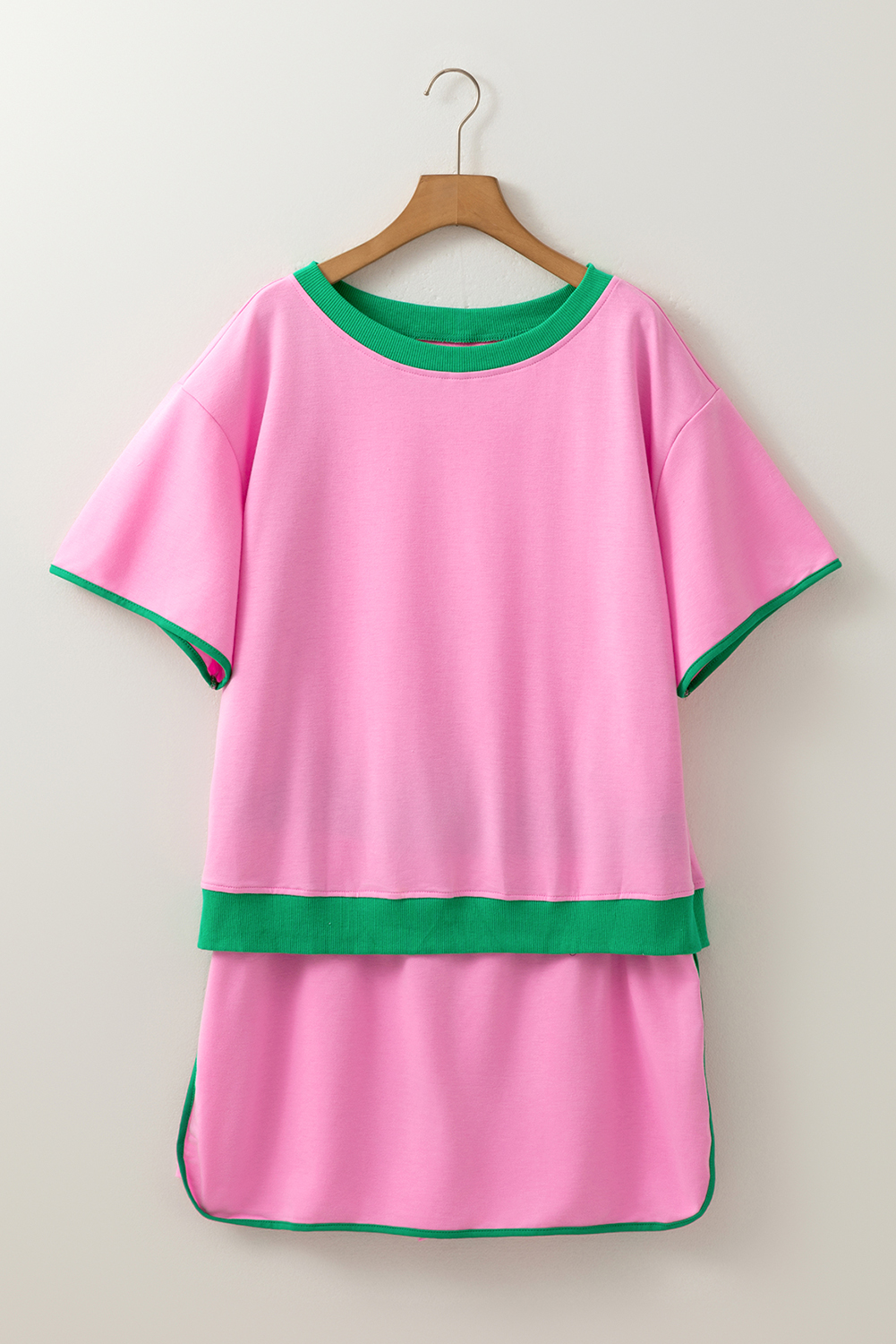 Bonbon Plus Size Contrast Trim T Shirt and Skirt Two Piece Set - Image 3