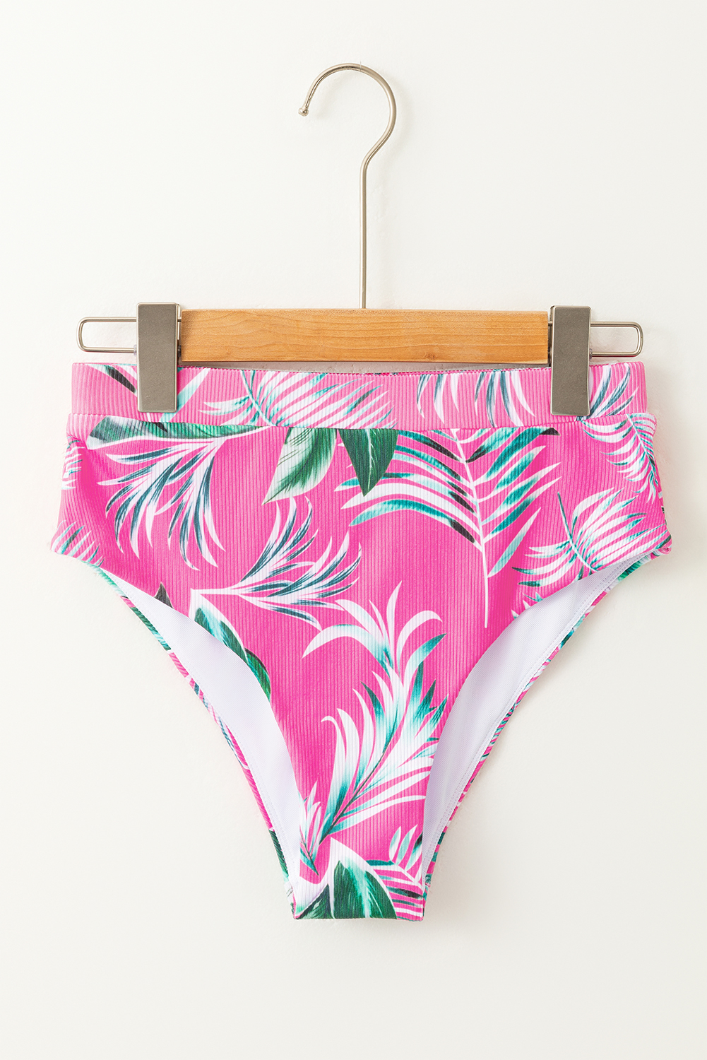 Rose Tropical Print Textured Bikini Bottoms - Image 5