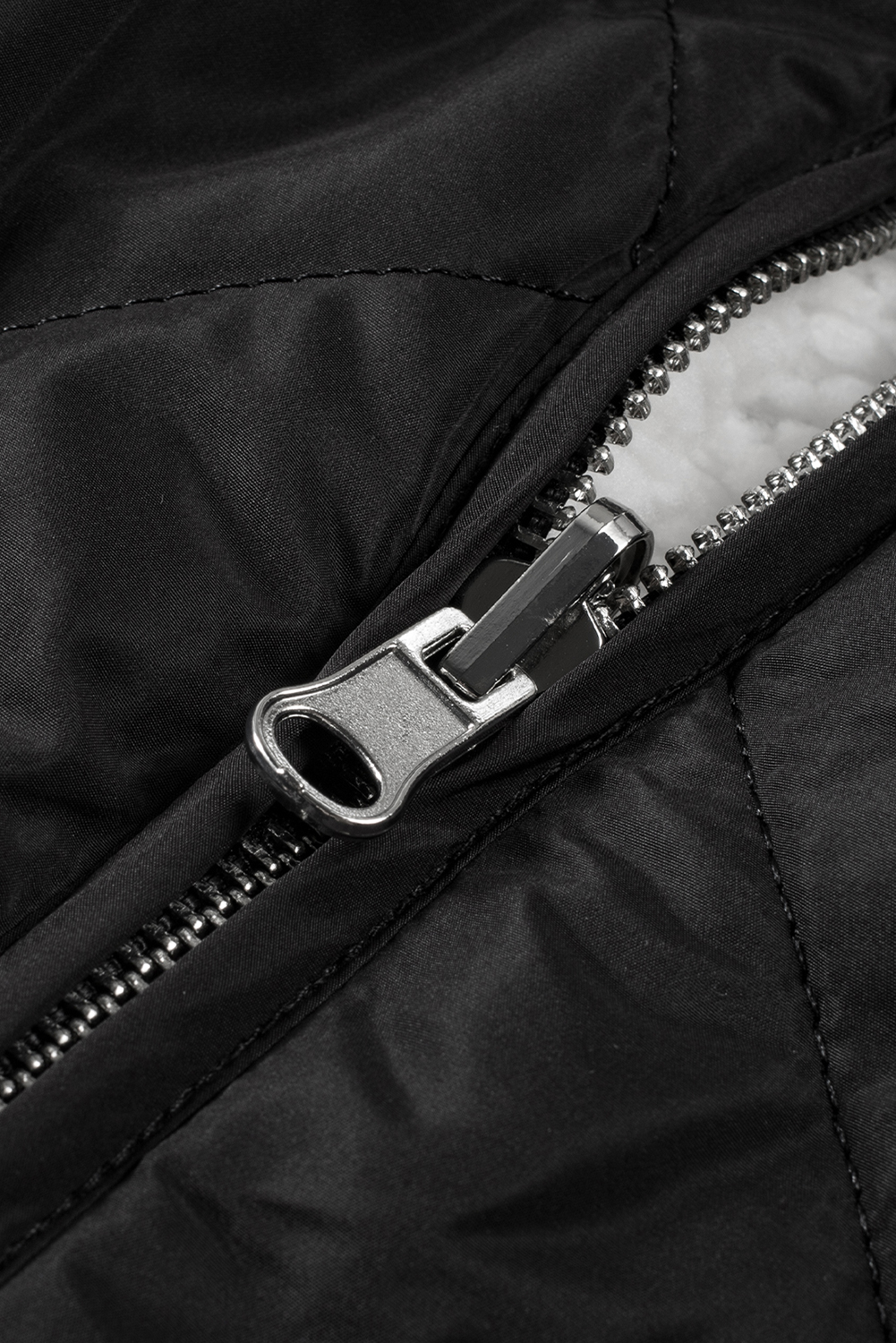 Black Fleece Lined Quilted Zip up Vest Coat - Image 7