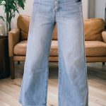 Beau Blue Multi Buttons Pinstripe Wide Leg Jeans