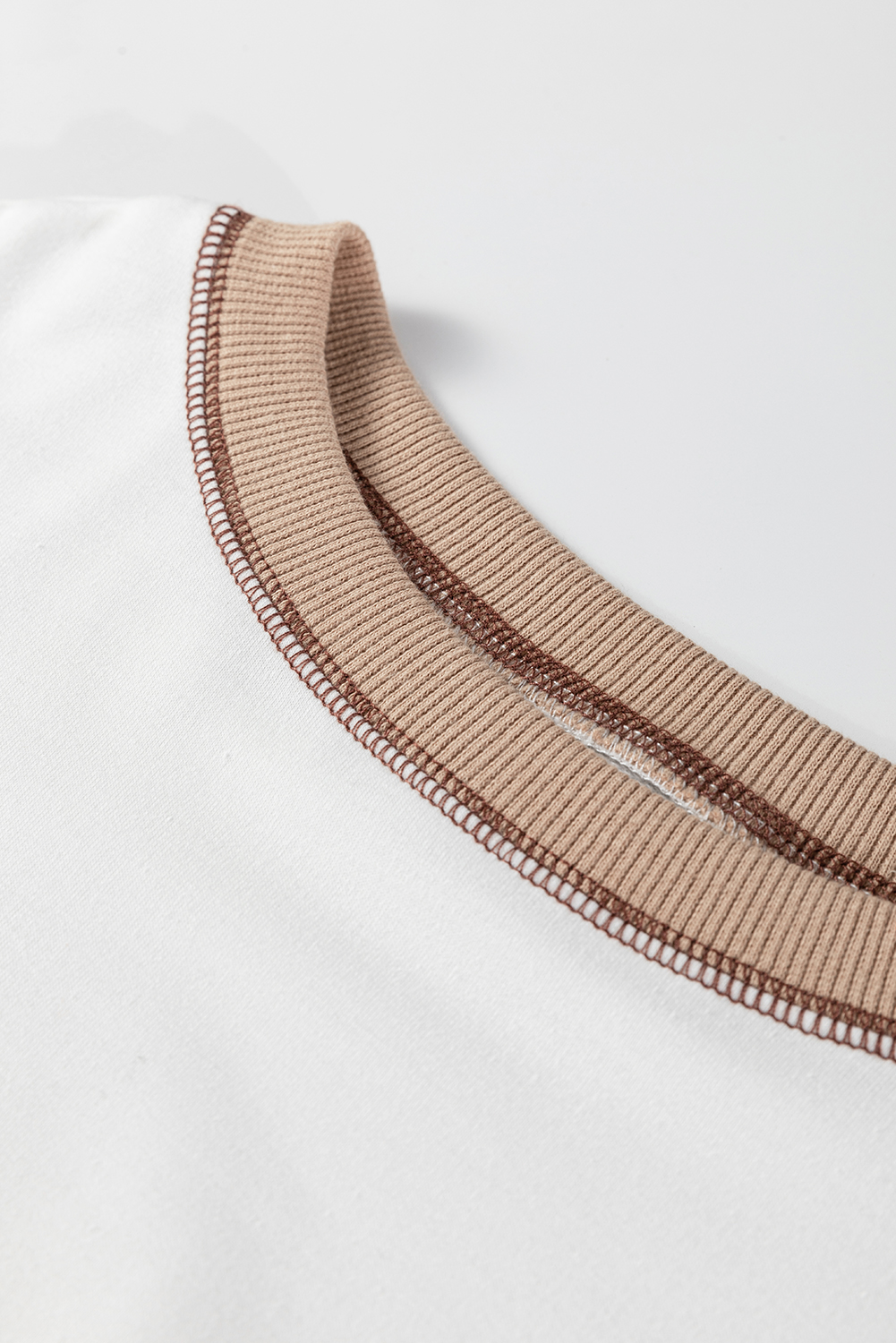 Brown Stripe Colorblock Patchwork Contrast Stitching Oversize Sweatshirt - Image 9