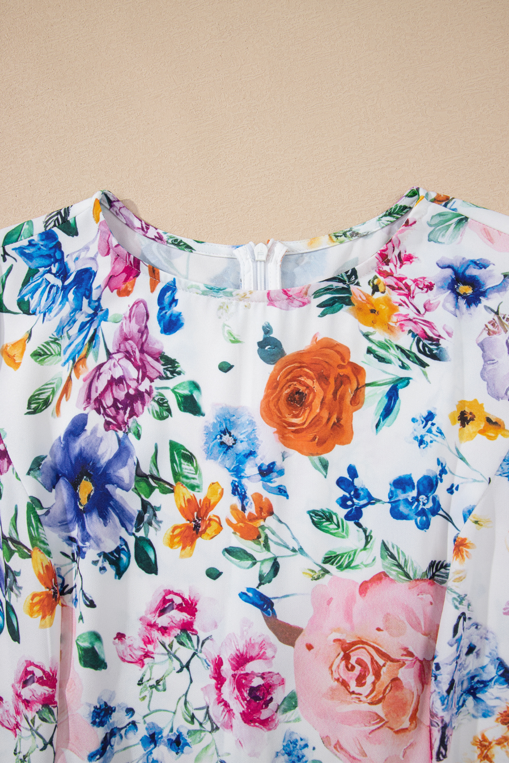 Sky Blue Vibrant Floral Print Cap Sleeve Mini Dress - Image 6