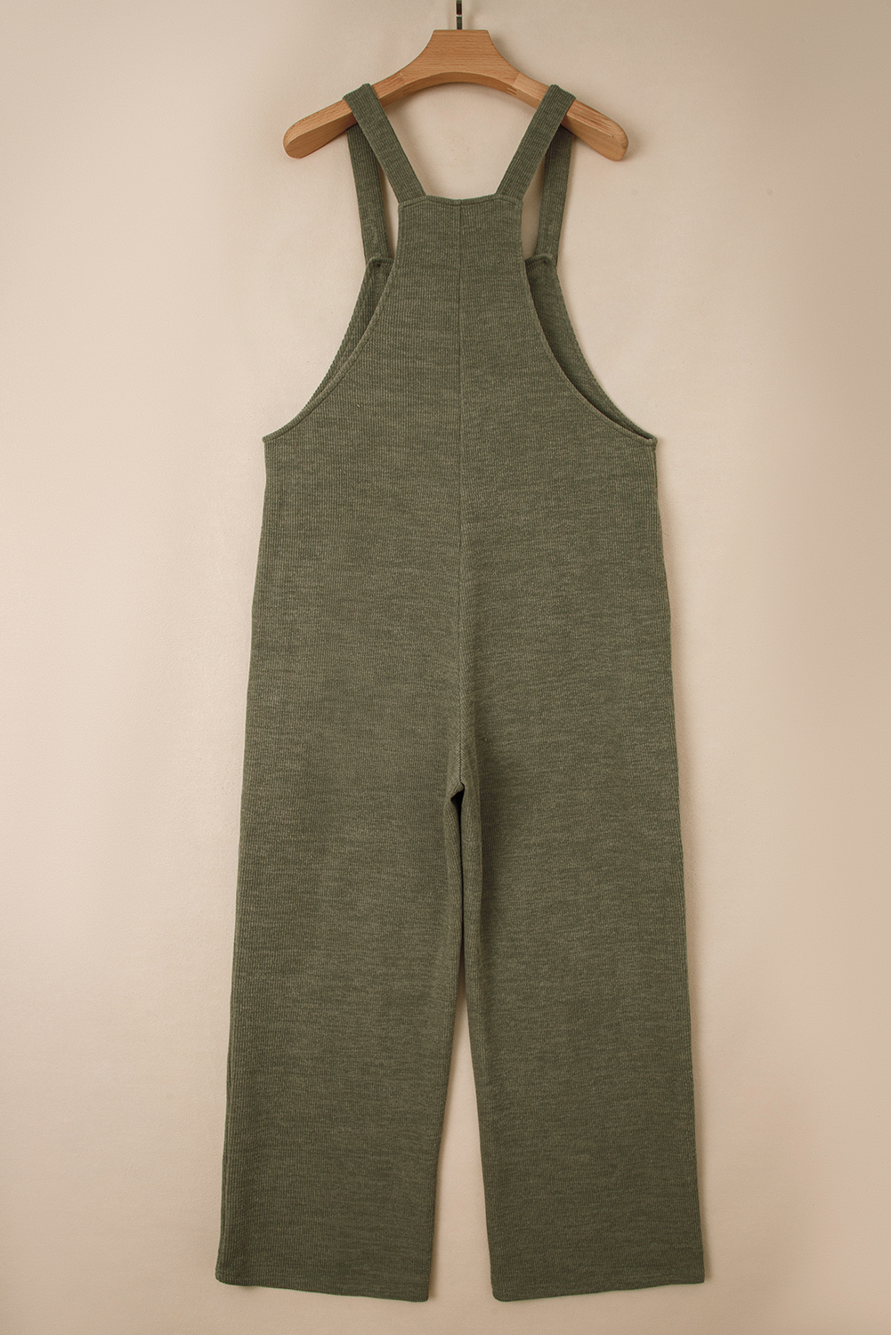 Laurel Green Solid Color Knit Loose Straight Leg Casual Overall Jumpsuit - Image 4