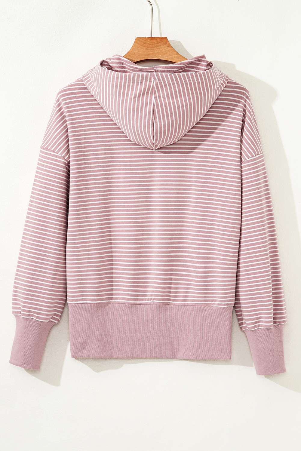 Purple Stripe Thumbhole Side Slits Drop Shoulder Loose Fit Hoodie - Image 5