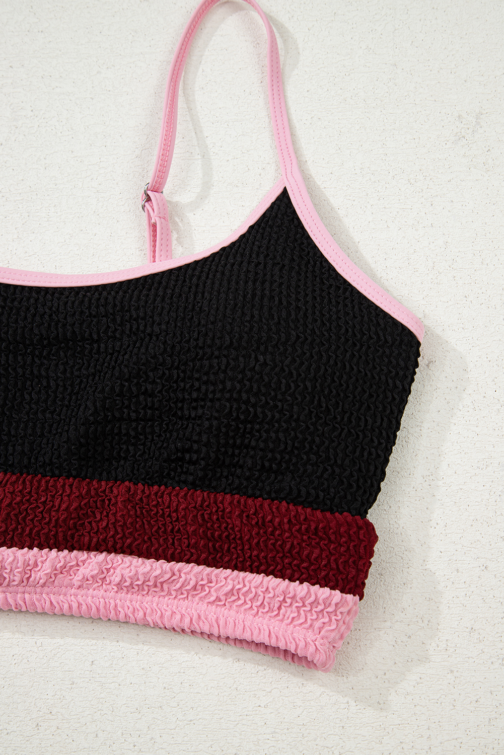 Burgundy Color Block High Waisted Sexy Bikini Set - Image 8