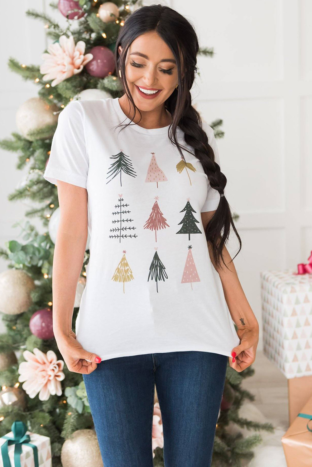 White Christmas Tree Graphic Tee - Image 8