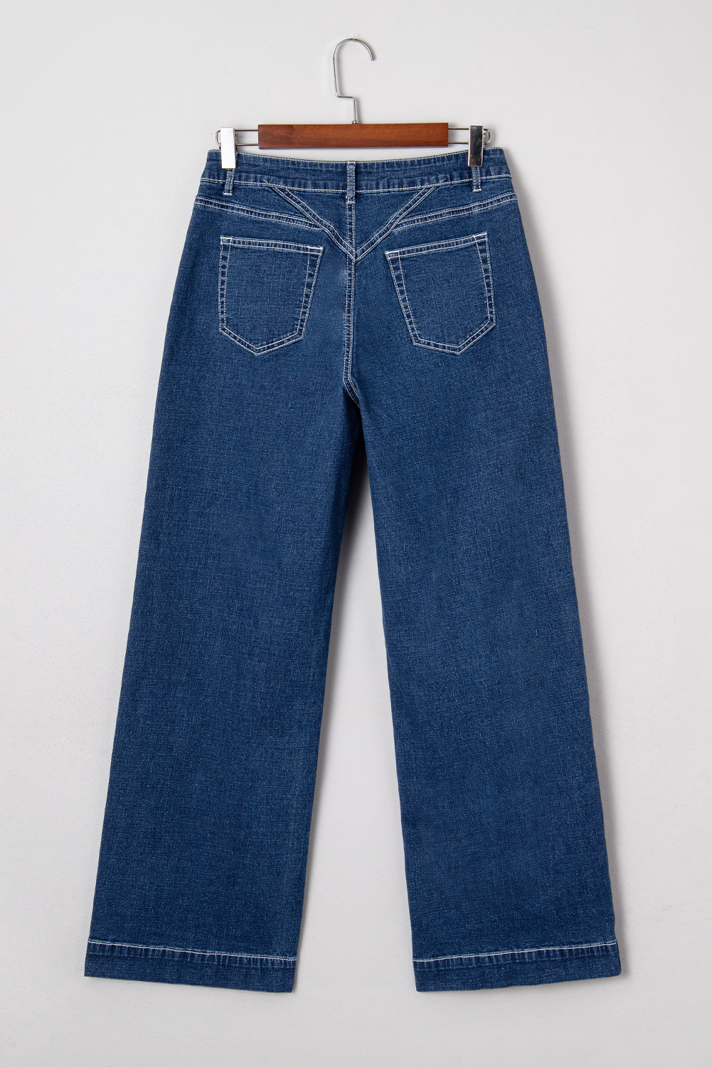 Sail Blue Stitched Waist Detail Loose Cuffed Jeans - Image 4