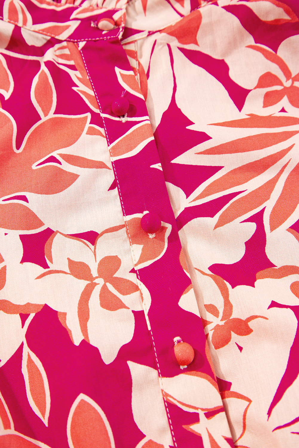 Rose Floral Print Buttoned Smocked High Waist Maxi Dress - Image 7