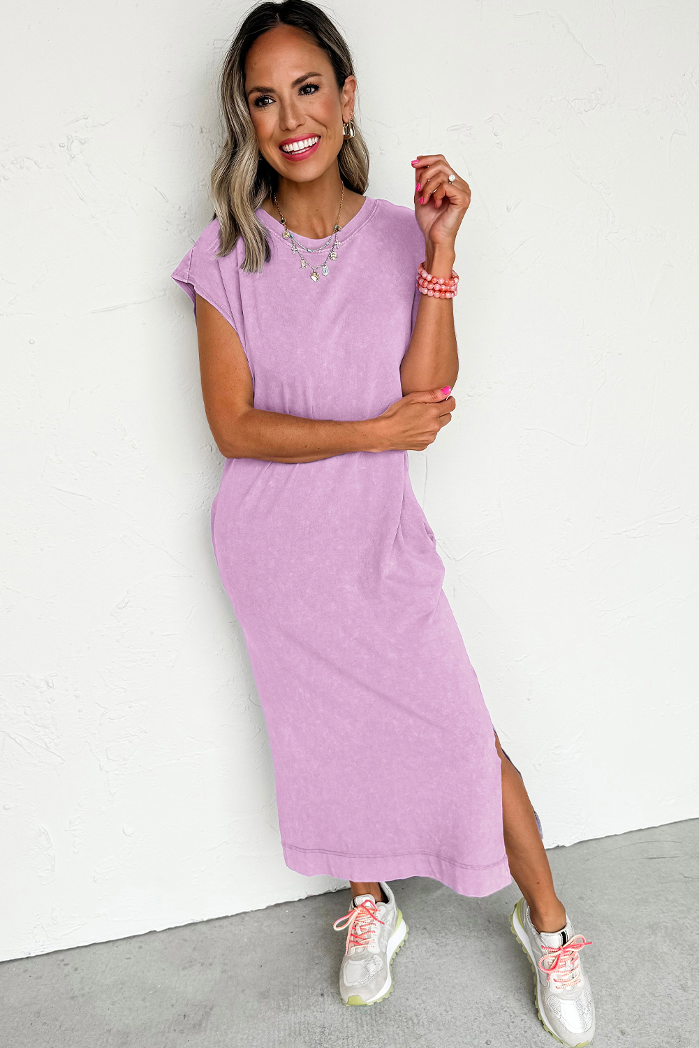 Wisteria Mineral Wash Pocketed T-shirt Long Dress - Image 8