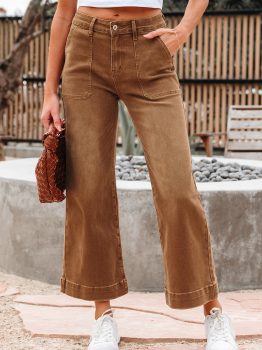 Breen Cropped High Rise Wide Leg Jeans