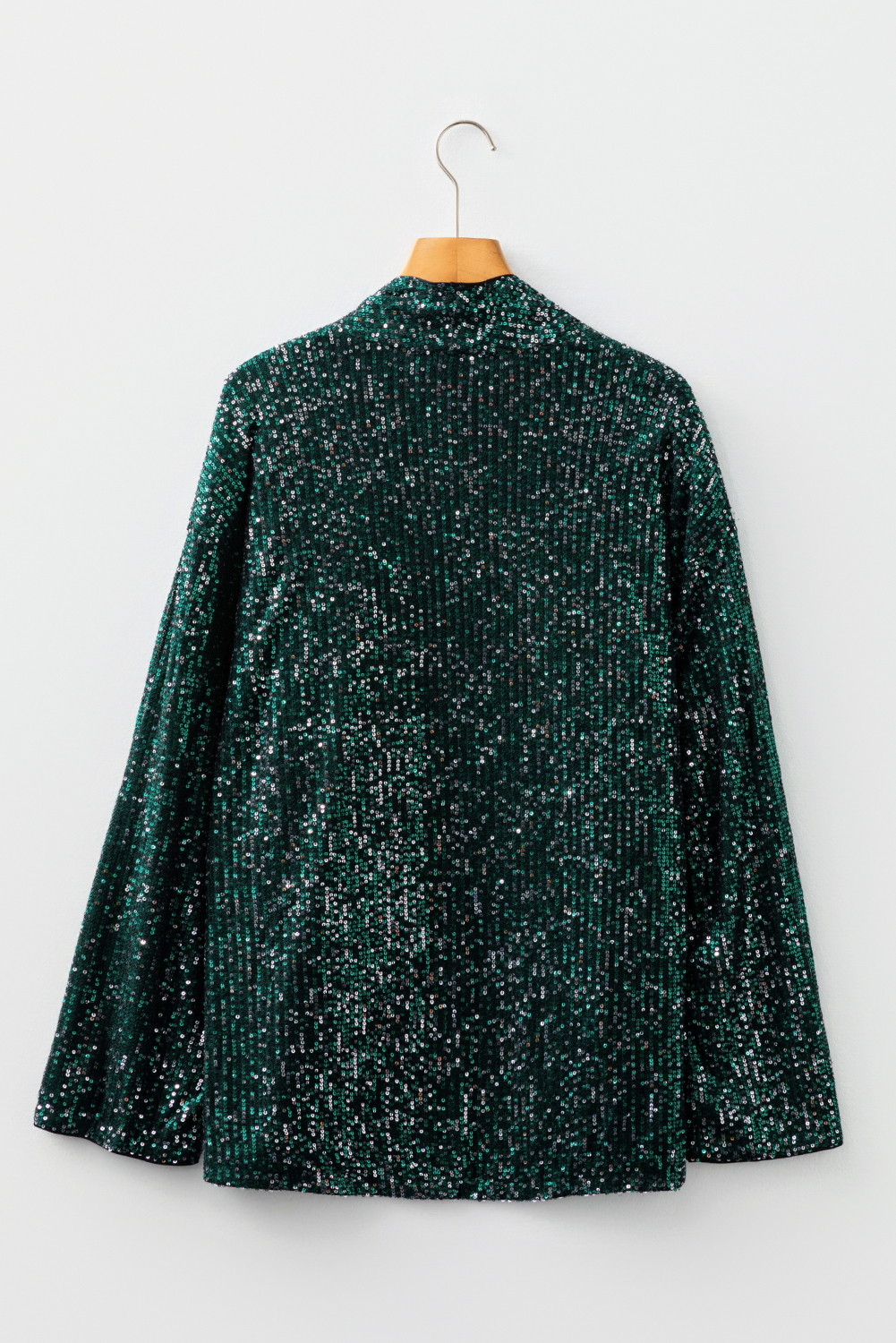 Evergreen Glitter Sequin Open Front Long Sleeve Top - Image 5