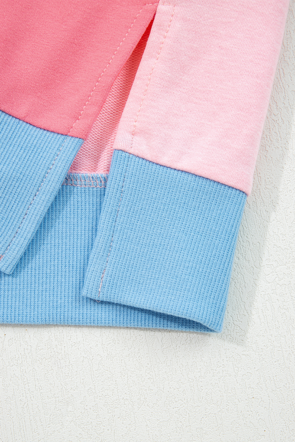 Light Pink Floral Colorblock Patchwork Chest Pocket Notched Neck Long Sleeve Top - Image 8