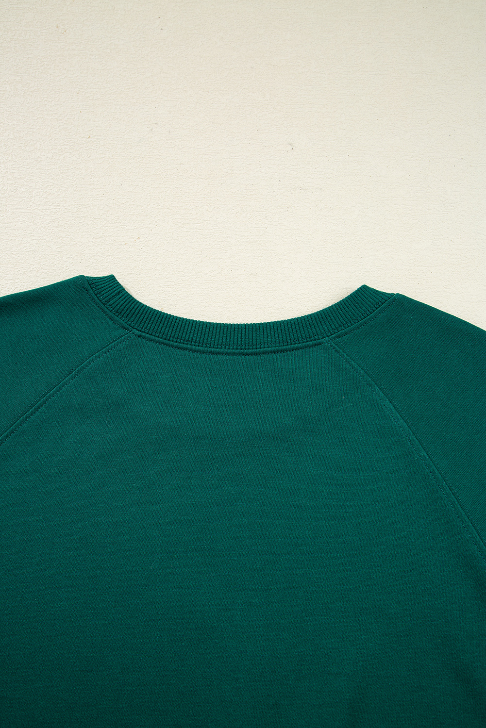 Sea Green Solid Color Pullover Top Varsity Stripe Detail Loose Drawstring Pants Set - Image 7