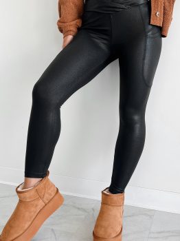 Black V Crossover High Waist Pocketed Leggings