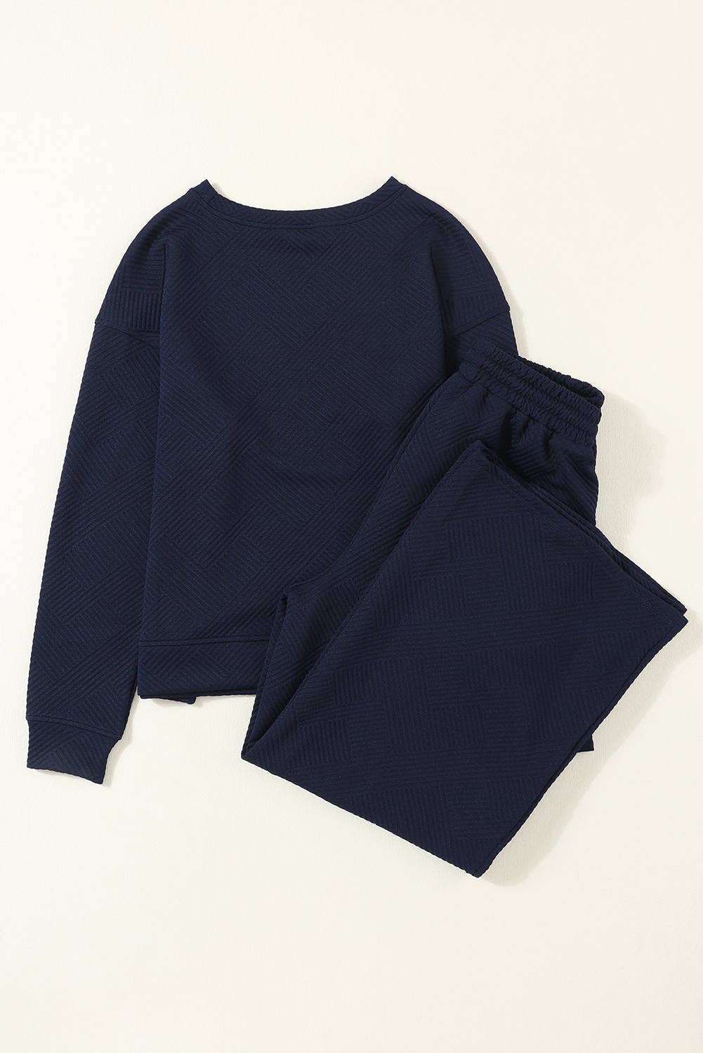 Navy Blue Ultra Loose Textured 2pcs Slouchy Outfit - Image 2