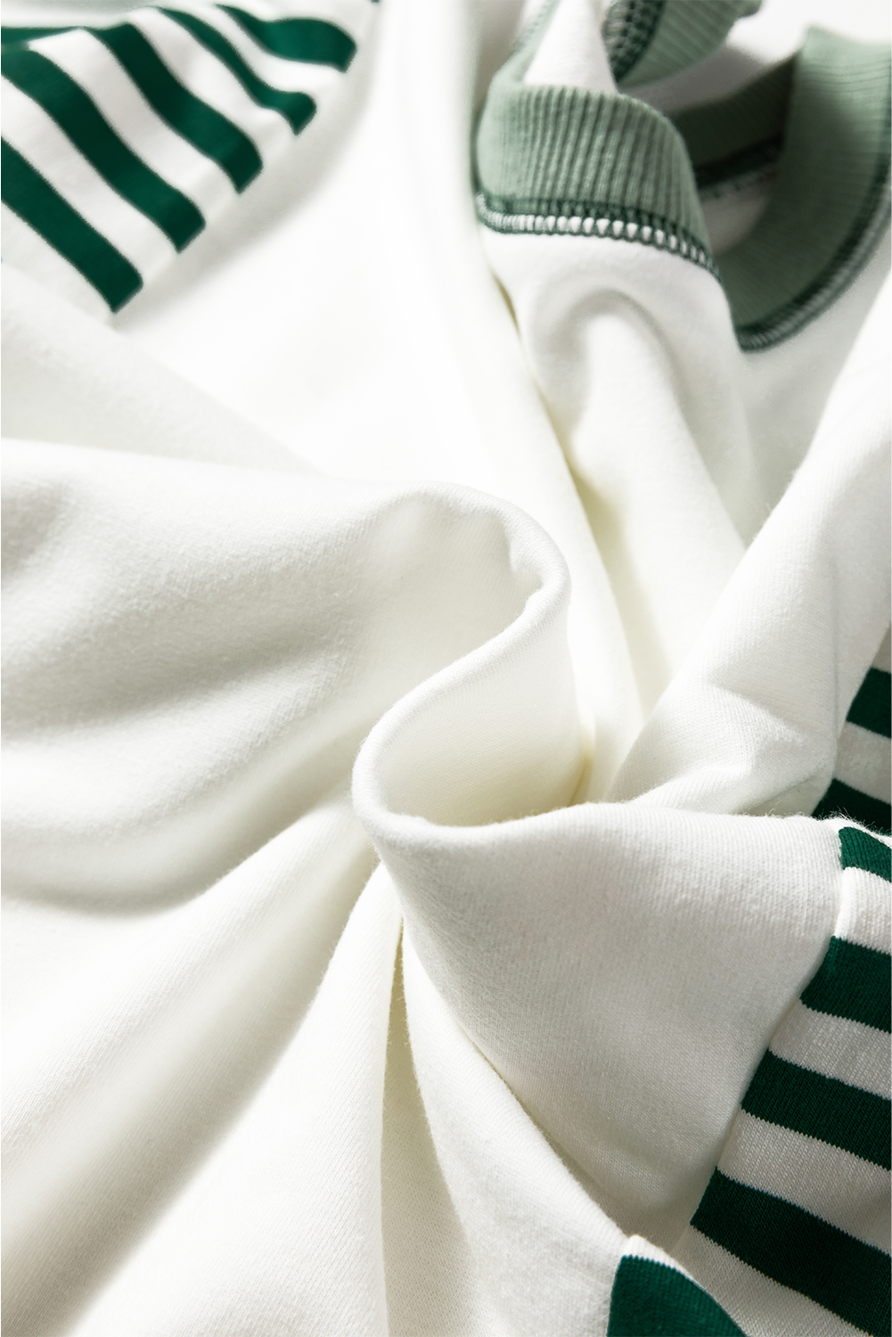 Green Stripe Colorblock Patchwork Contrast Stitching Oversize Sweatshirt - Image 8