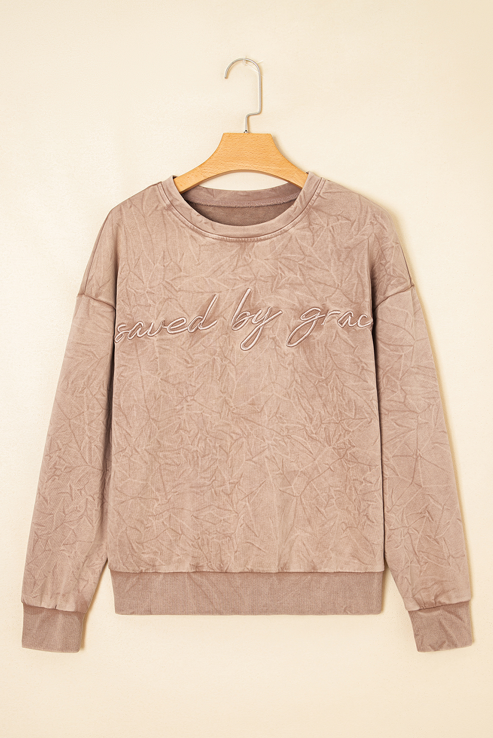 DUNE saved by grace Letter Embroidery Mineral Wash Loose Sweatshirt - Image 5