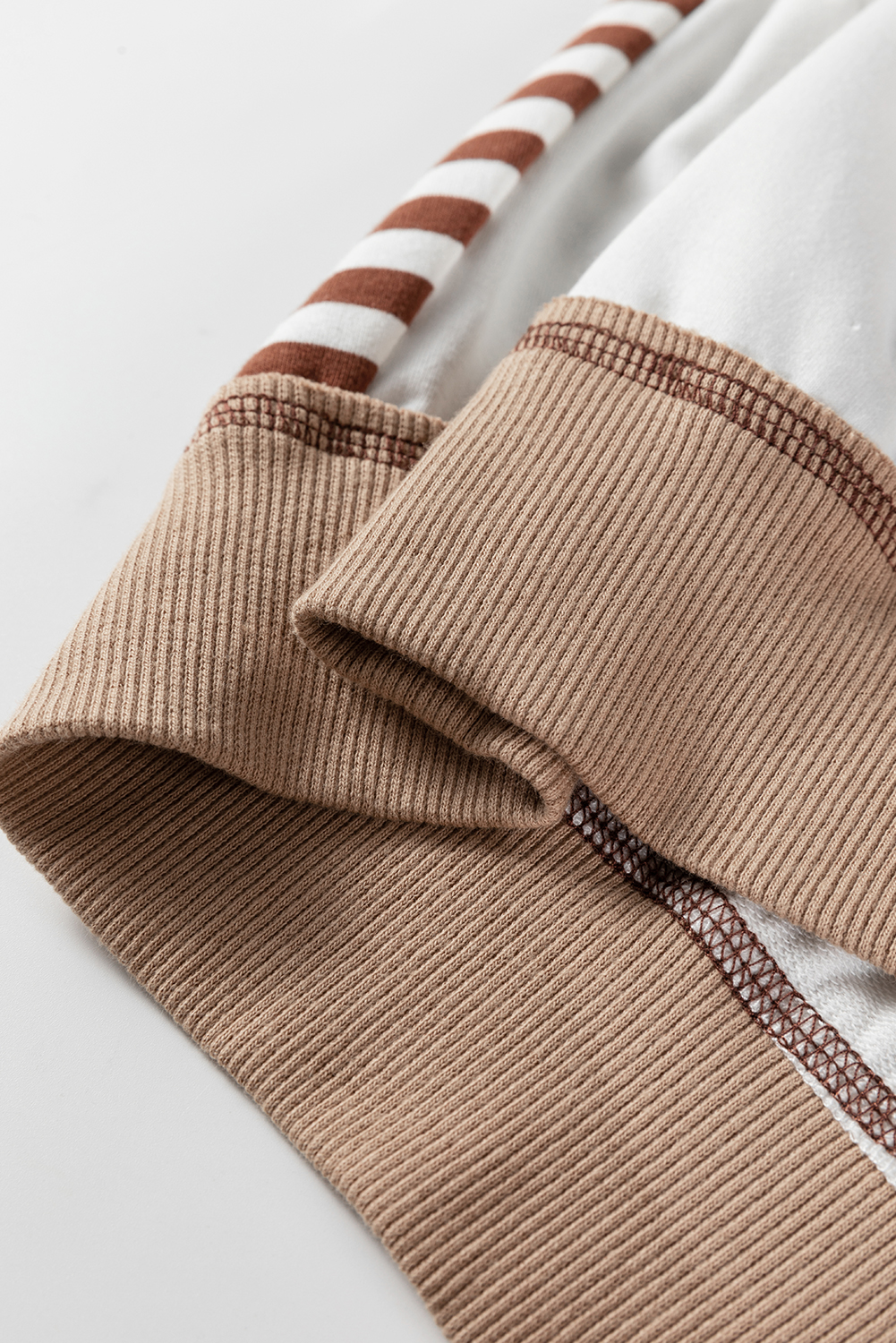 Brown Stripe Colorblock Patchwork Contrast Stitching Oversize Sweatshirt - Image 11