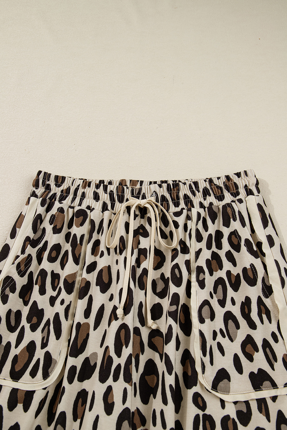 Khaki Leopard Wide Leg Cropped Pants - Image 6