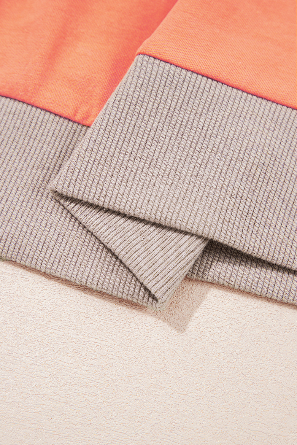 Grapefruit Orange Plaid Waffle Flower Patchwork Bracelet Sleeve Top - Image 8