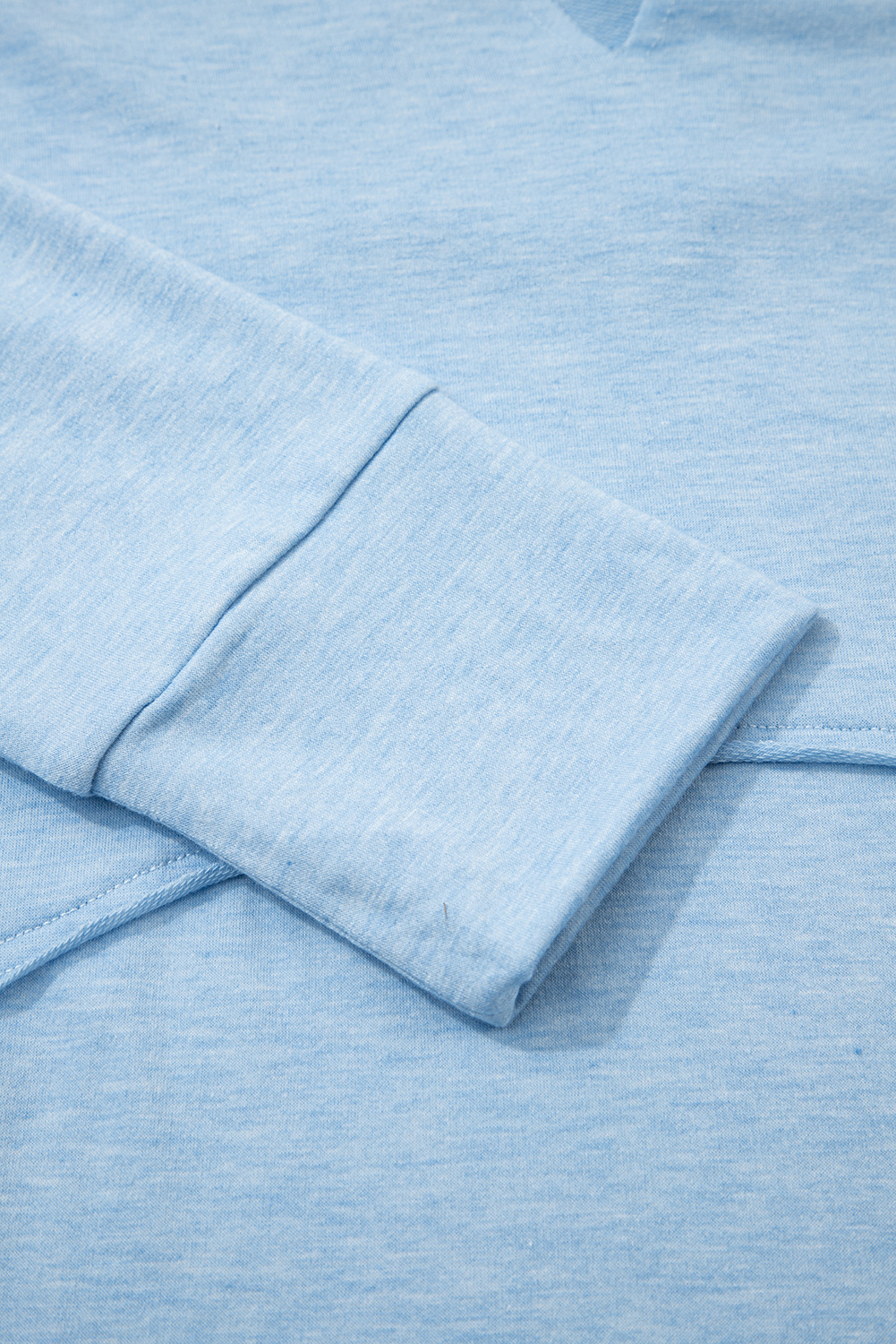 Myosotis Notched Neck Terry Raw Hem Long Sleeve Top - Image 5