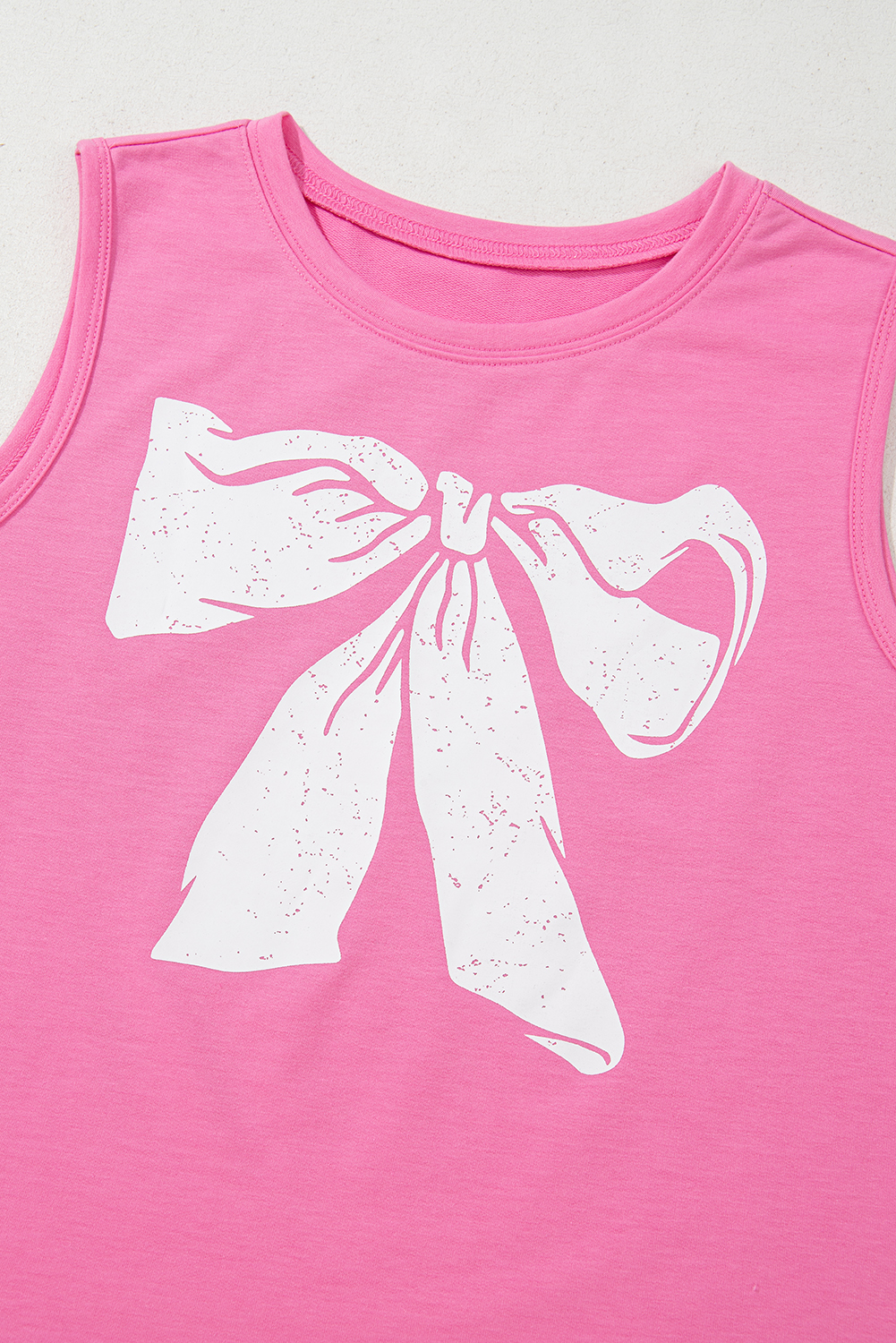 Sachet Pink Bow Print Boxy Fit Tank Top - Image 7