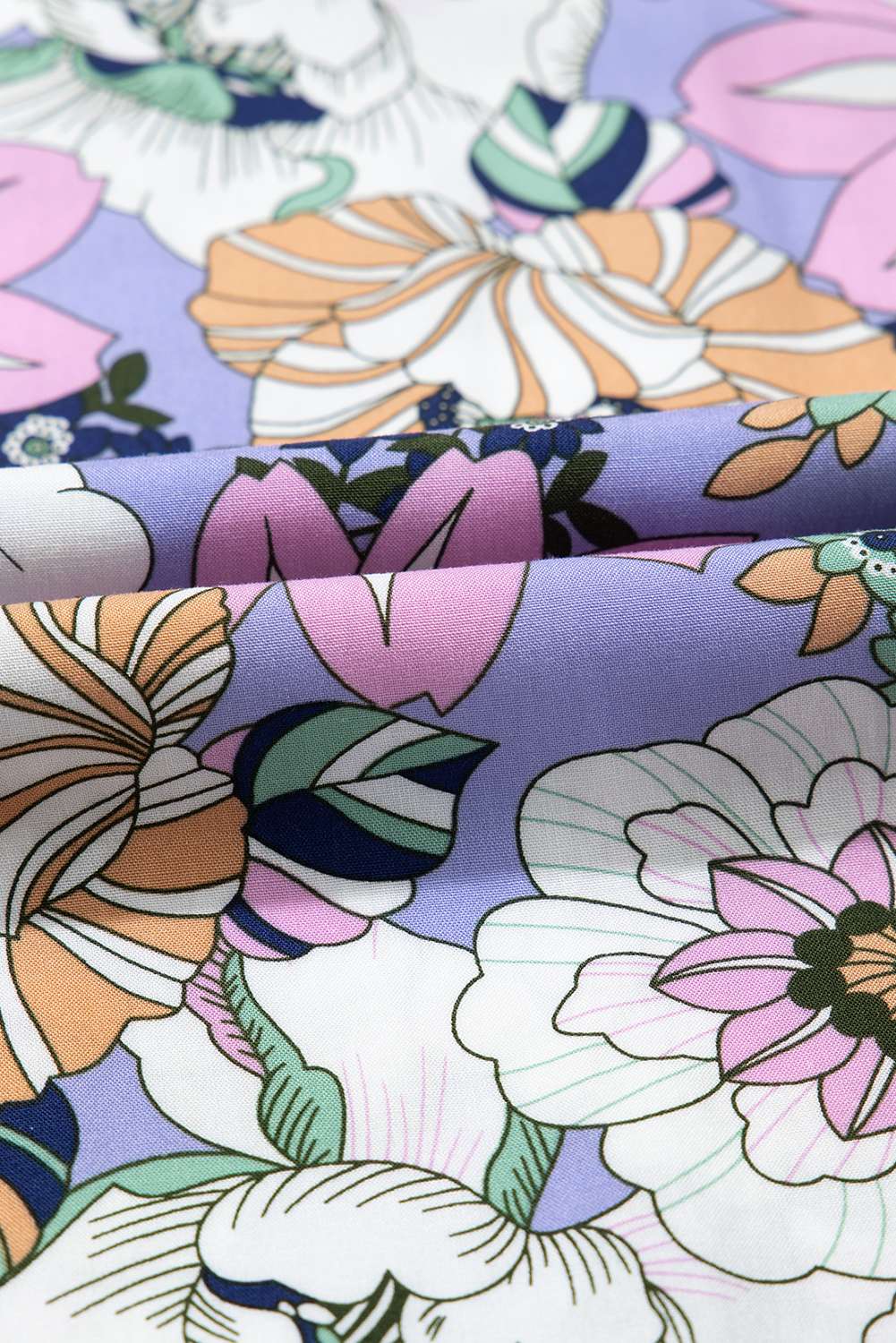 Purple Floral Print Smocked High Waist Square Neck Jumpsuit - Image 5